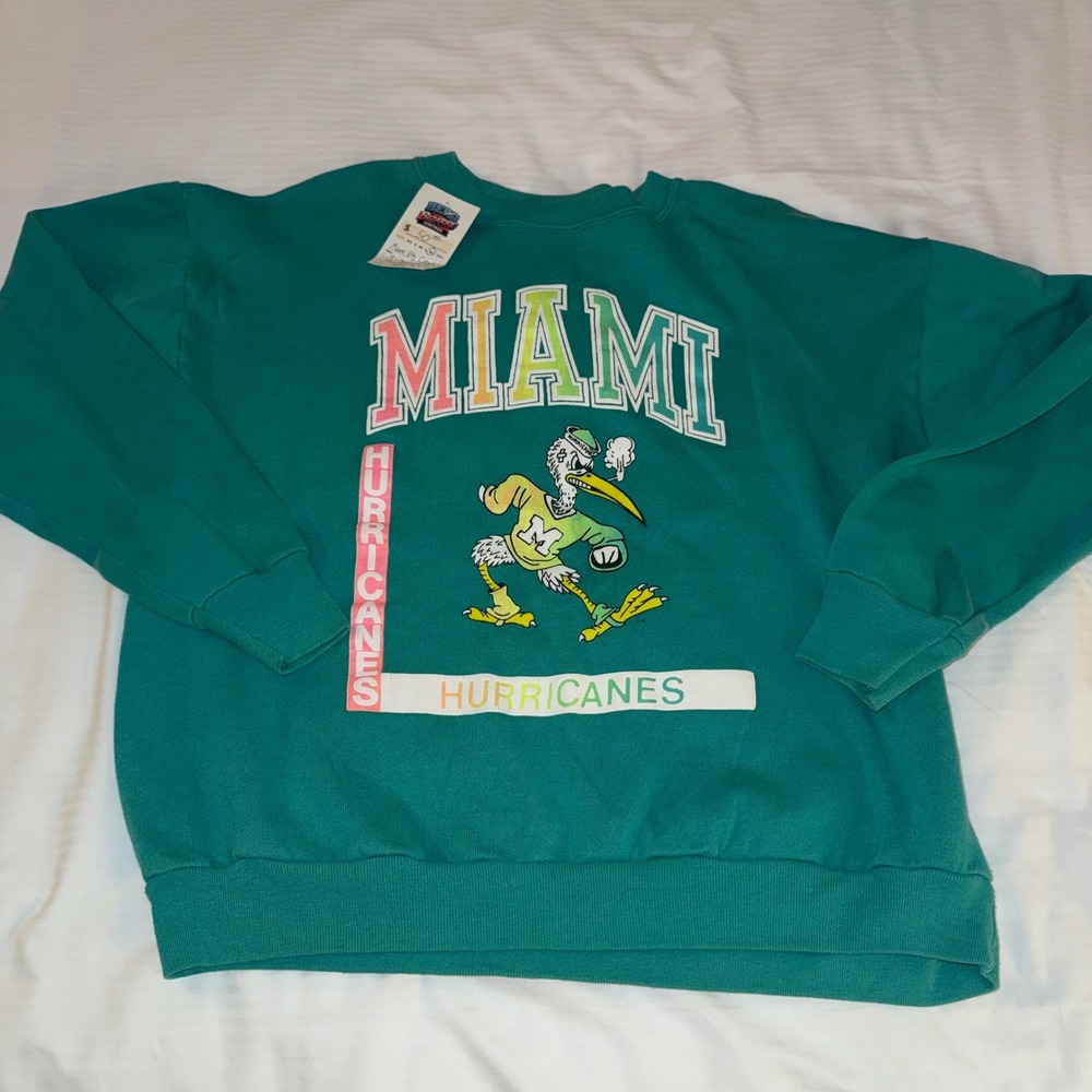 Signal Miami Hurricanes Sweatshirt Mens XL Teal Excellent Vintage 90s USA Made